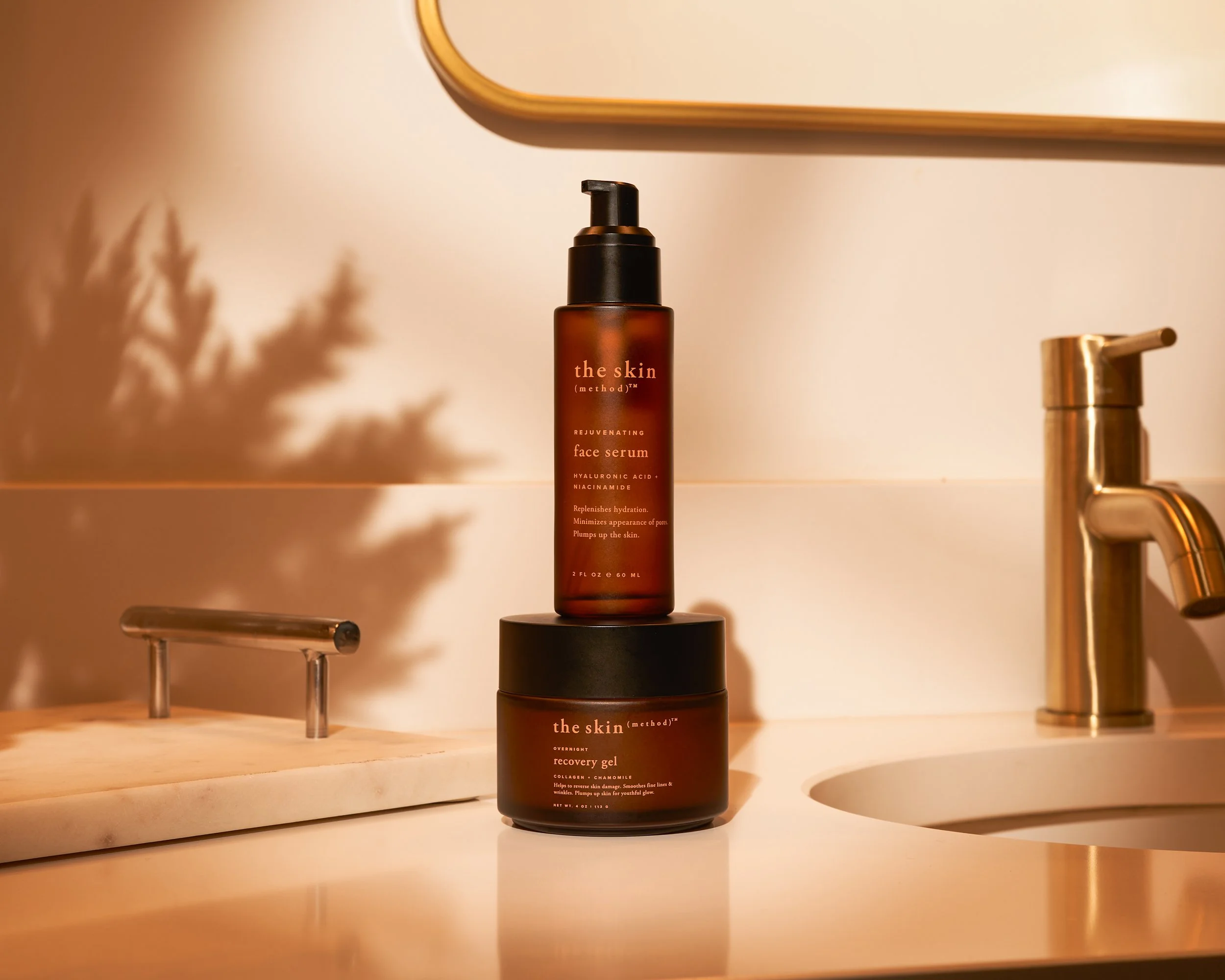 lifestyle product shots of skin care products