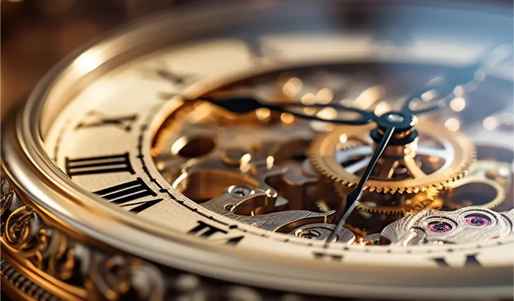 Close-up shot of luxury watch internal details