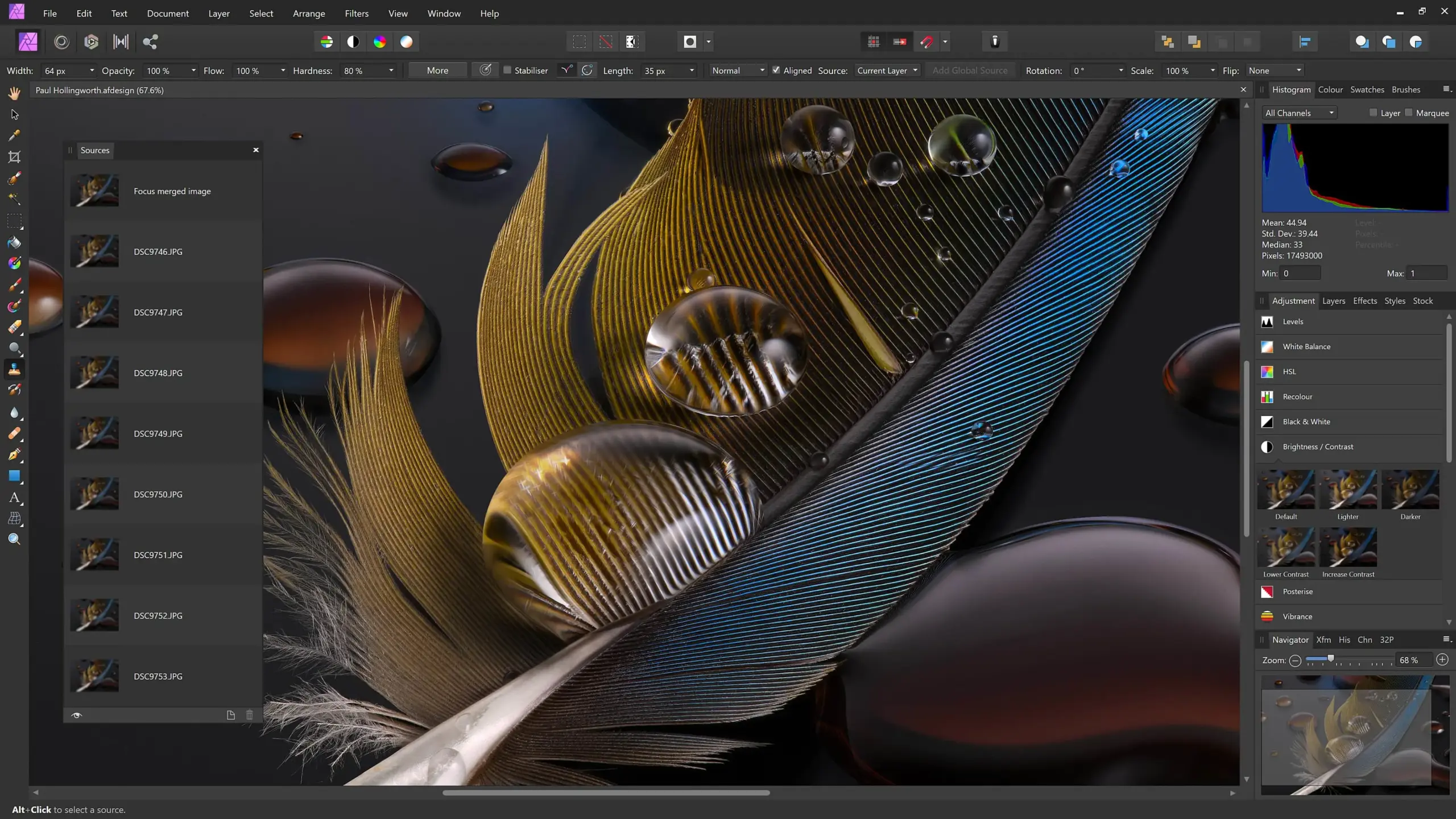 Photo editing software interface showing image retouching and color adjustment tools.